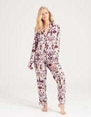 طقم بيجامة ماري باللون الأحمر القرمزي التقليدي