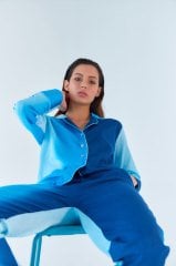 طقم بيجامة متدرج اللون أزرق