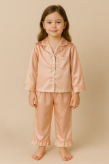 ZAU – Pembe %100 İpek Kız Çocuk Pijama Takımı