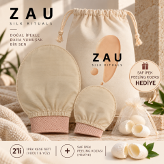 ZAU Saf İpek Yüz ve Vücut Kese Seti Peeling Kozalı